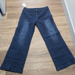 High-Rise Dark Indigo Wide-Leg Jeans